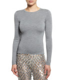 Cashmere Crewneck Sweater, Banker Melange