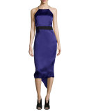Halter T-Back Tea-Length Column Dress