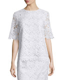 floral lace short-sleeve top