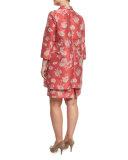 Downtown Floral-Print Sheath Dress W/ Attachable Sleeves, Plus Size 