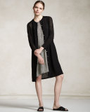 Sleeveless Bandhini Silk Dress, Natural/Black