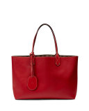 Reversible GG Leather Tote, Brown/Red