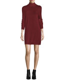 Oscar Cashmere Turtleneck Sweater Dress, Burnt Scarlet