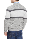 Striped Donegal Crewneck Sweater, Gray