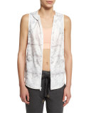 Printed Hooded Vest W/Mesh Panels