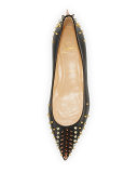 Goldoflat Spiked Red Sole Ballerina Flat, Black