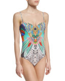 Printed Bandeau One-Piece Swimsuit