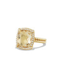 14mm Châtelaine 18K Champagne Citrine Ring with Diamonds, Size 7