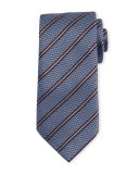 Textured Striped Silk Tie, Light Blue