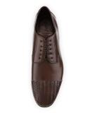 Woven-Toe Leather Shoe, Brown