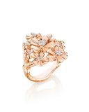 Wonderland 18K Rose Gold Diamond Orchid Ring, Size 6