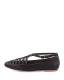 Pasque Caged Ankle-Strap Flat, Black