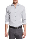 Mesh-Print Long-Sleeve Sport Shirt, Gray