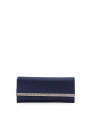 Tuxedo Crystal-Trim Satin Clutch Bag, Purple/Silver