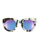 Boca II Mirrored Cat-Eye Sunglasses, Horn/Pink