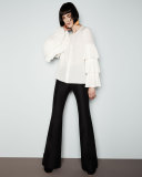 Tiered Plisse Sleeve Blouse, Ivory