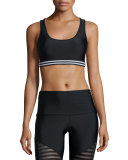 Graphic Elastic Sports Bra, Black/White