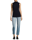 Brianna Stand-Collar Sleeveless Top