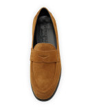 Oban Suede Penny Loafer, Caramel
