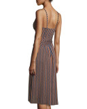 Saige Striped Stretch Silk Dress, Rickrack Khaki