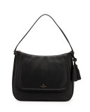 orchard st. treana leather shoulder bag, black/cream