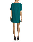 Dolman-Sleeve Shift Dress, Peacock