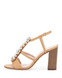 isabell jeweled 90mm sandal, natural
