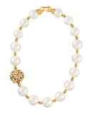 Gold-Plated & Pearl Beaded Necklace