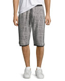 Plaid Jacquard Nylon Shorts, Black