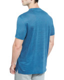 Linen V-Neck T-Shirt, Turquoise