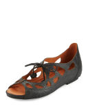 Brynn Snake-Embossed Lace-Up Sandal