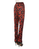 Floral-Print Pajama Pants, Red