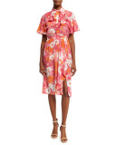Daisy-Print Wrap Skirt, Pink/Multi