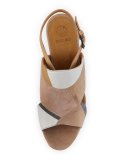 Jordy Colorblock Wedge Sandal, Beige