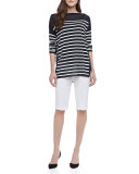 Side-Buckle Bermuda Shorts, White