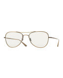 Executive Suite Photochromic Aviator Sunglasses, Gold/Clear
