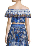 Off-The-Shoulder Midriff Frill Top, Rhythm & Blues