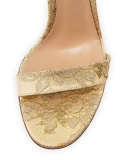 Portofino Lace Ankle-Strap 85mm Sandal, Gold