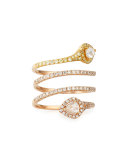 18k Rose Gold White & Yellow Diamond Snake Ring, Size 7