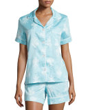Chandelier-Print Short Pajama Set, Blue, Plus Size