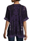 Damask Boxy Tie-Neck Top 