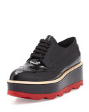 Spazzolato Leather Lace-Up Creeper, Black/Red (Nero+Scarlatto)