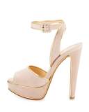 Louloudance Suede Platform Red Sole Sandal, Pink/Gold