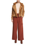 Shearling Aviator Jacket, Brown