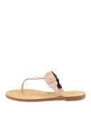 Eloise Studded Leather Thong Sandal, Beige