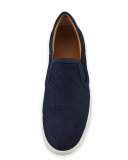 Snake-Embossed Slip-On Sneaker, Navy