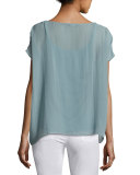 Short-Sleeve Sheer Silk Box Top