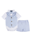 Short-Sleeve Oxford Two-Piece Set, Blue, Size 3-24 Months