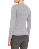 Cashmere Long-Sleeve Sweater, Flannel