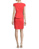 Cap-Sleeve Split-Peplum Sheath Dress